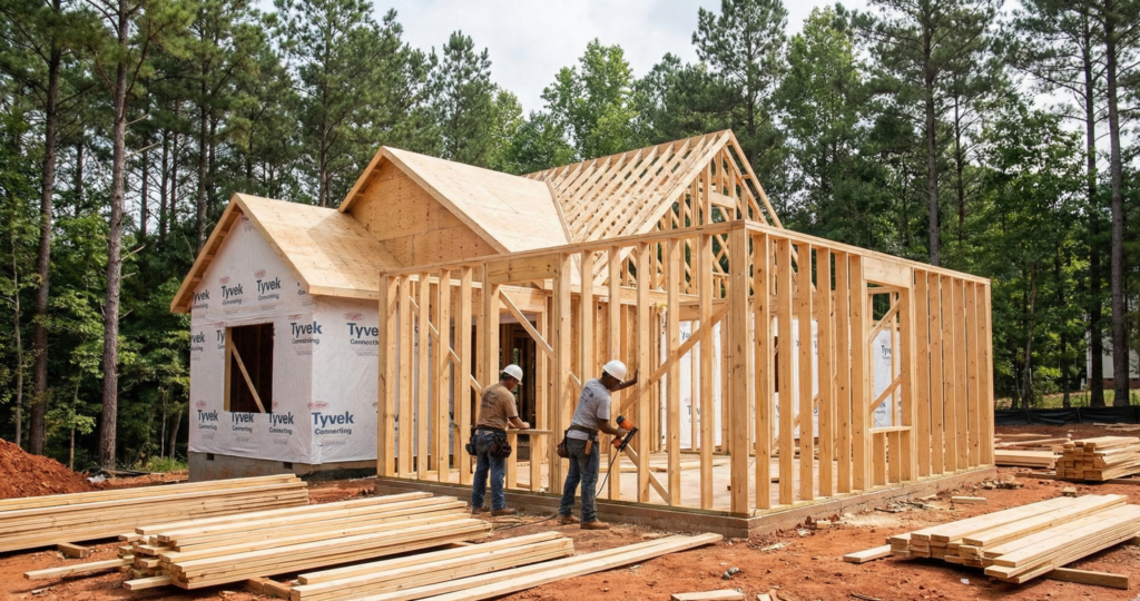 new construction waxhaw nc structural framing stage