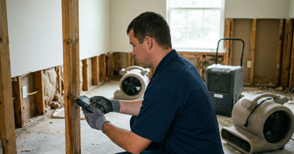 water damage restoration matthews professional drying equipment in home