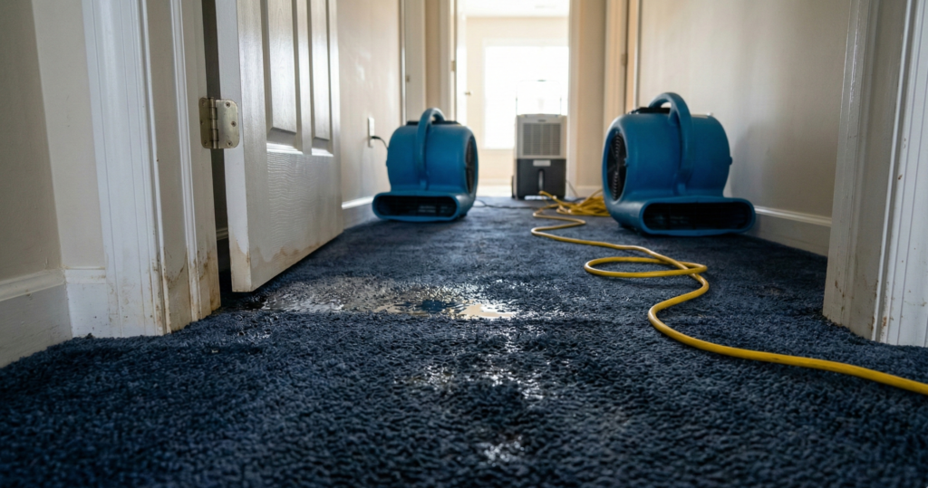 water damage restoration harrisburg professional drying equipment setup